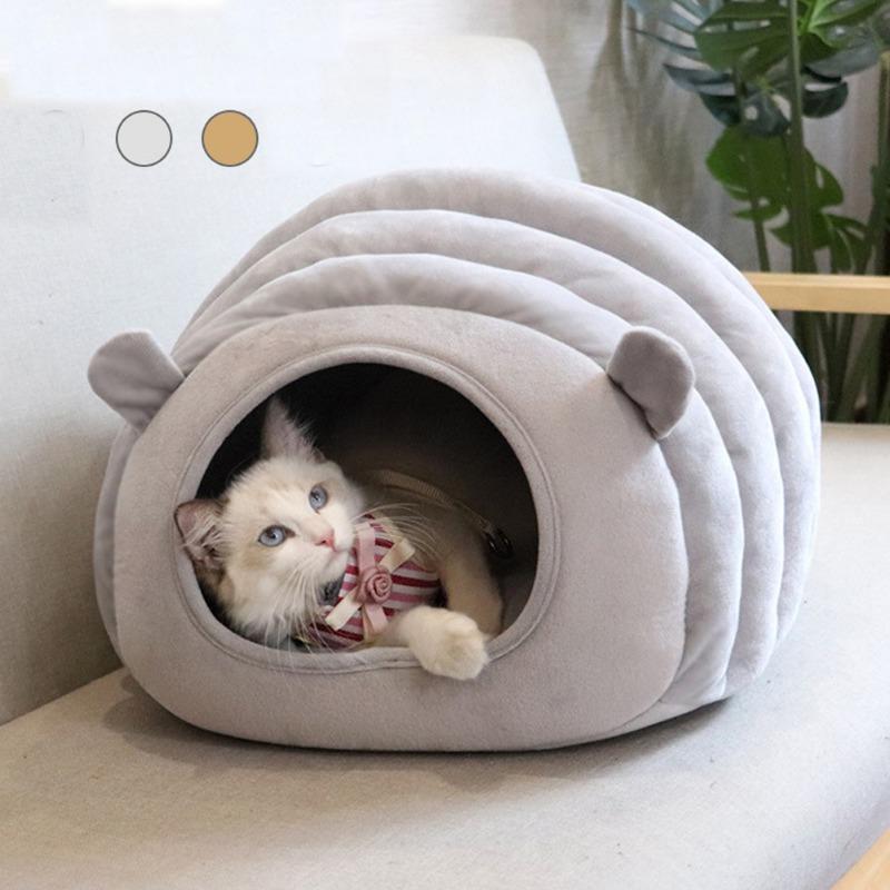 Кровать для домашних животных, кошек, круглых плюшевых котят, теплое спальное гнездо, кровать для кошек, иглу, пещерный дом