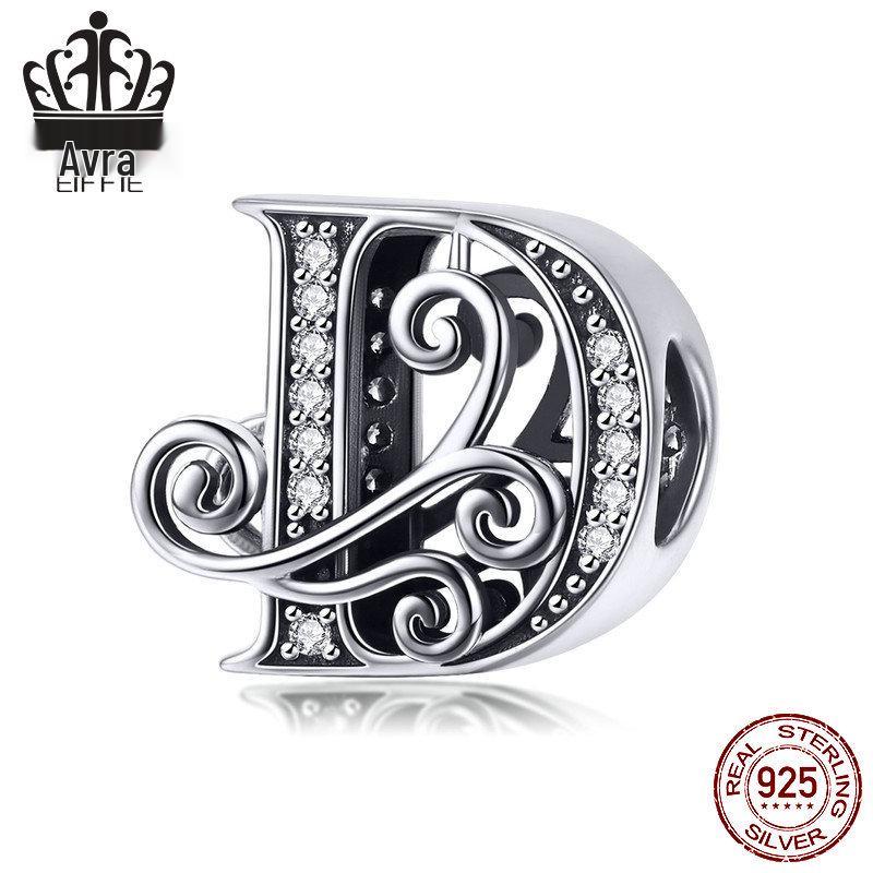 Avle Браслет из стерлингового серебра 925 пробы с английскими буквами и бусинами