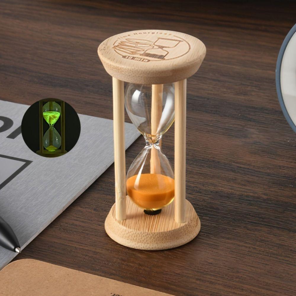 Бамбуковые флуоресцентные песочные часы Креативные декоративные песочные часы Подарок Светящийся песочный таймер Офис