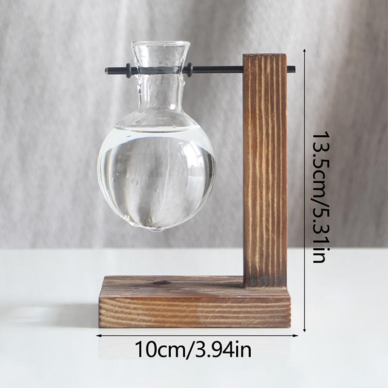 Creative Wooden Frame Hydroponic Vase Green Plant Transparent Glass Flower Arrangement Container Desktop Decoration Home Decoration