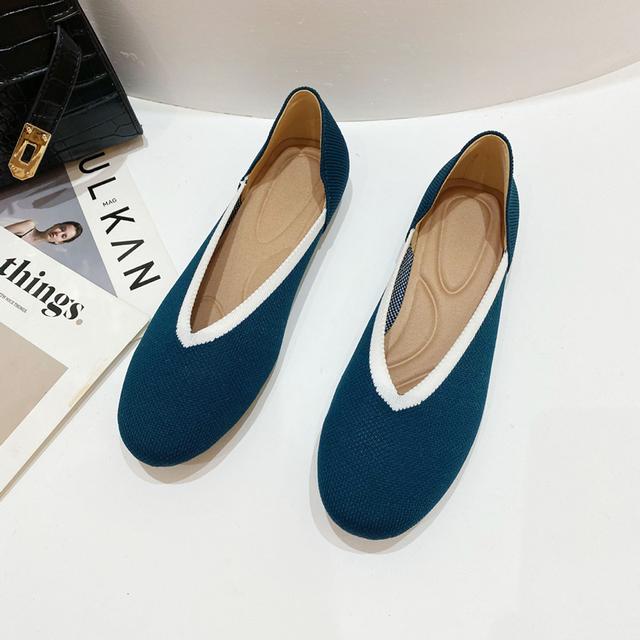 Женская обувь, туфли на плоской подошве с бантом, мягкие туфли для беременных, вязаная обувь с квадратной головкой, туфли в горошек для девочек, женские балетки