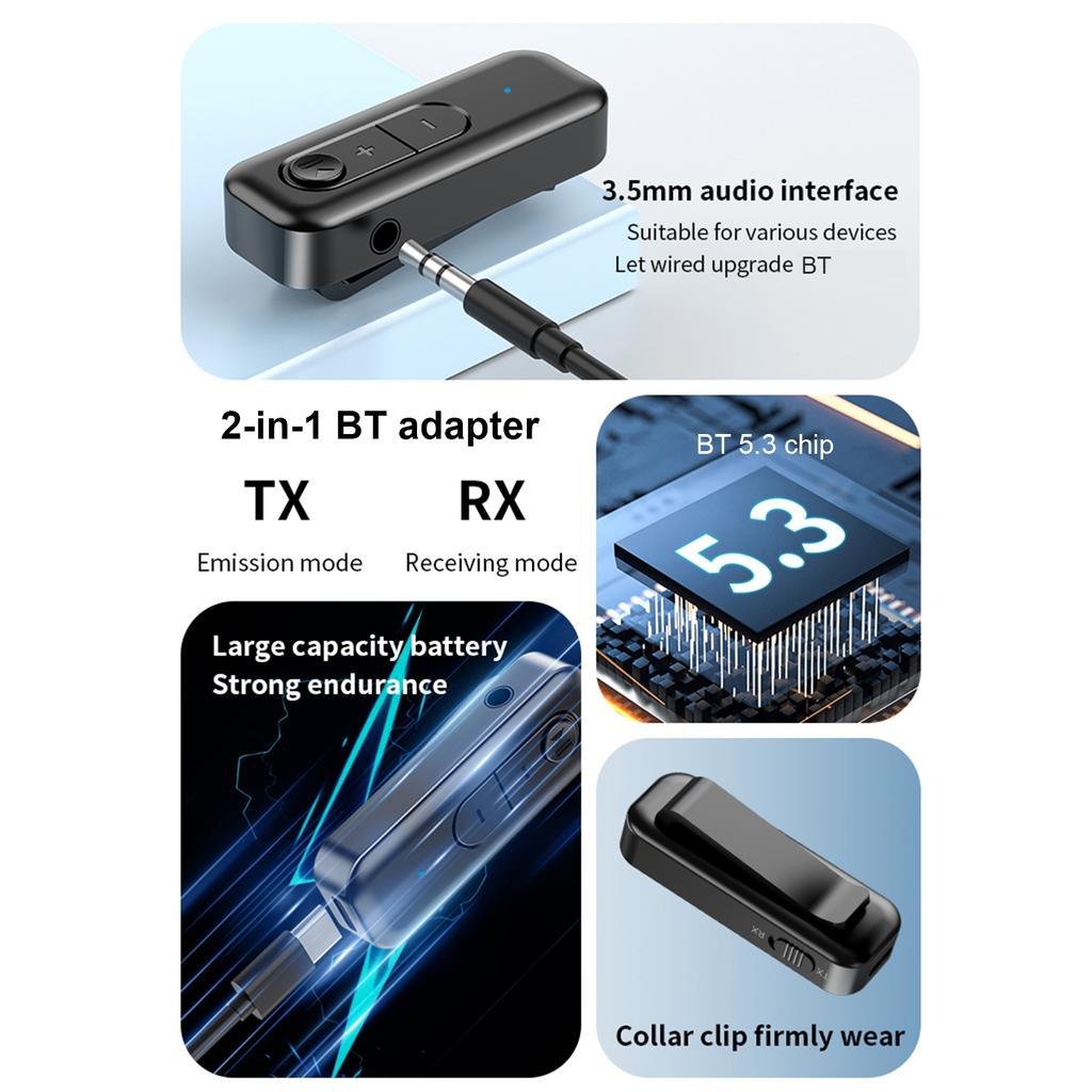 USB AUX BT5.3 2 в 1 адаптер передатчик/приемник портативные наушники аудио беспроводной приемник
