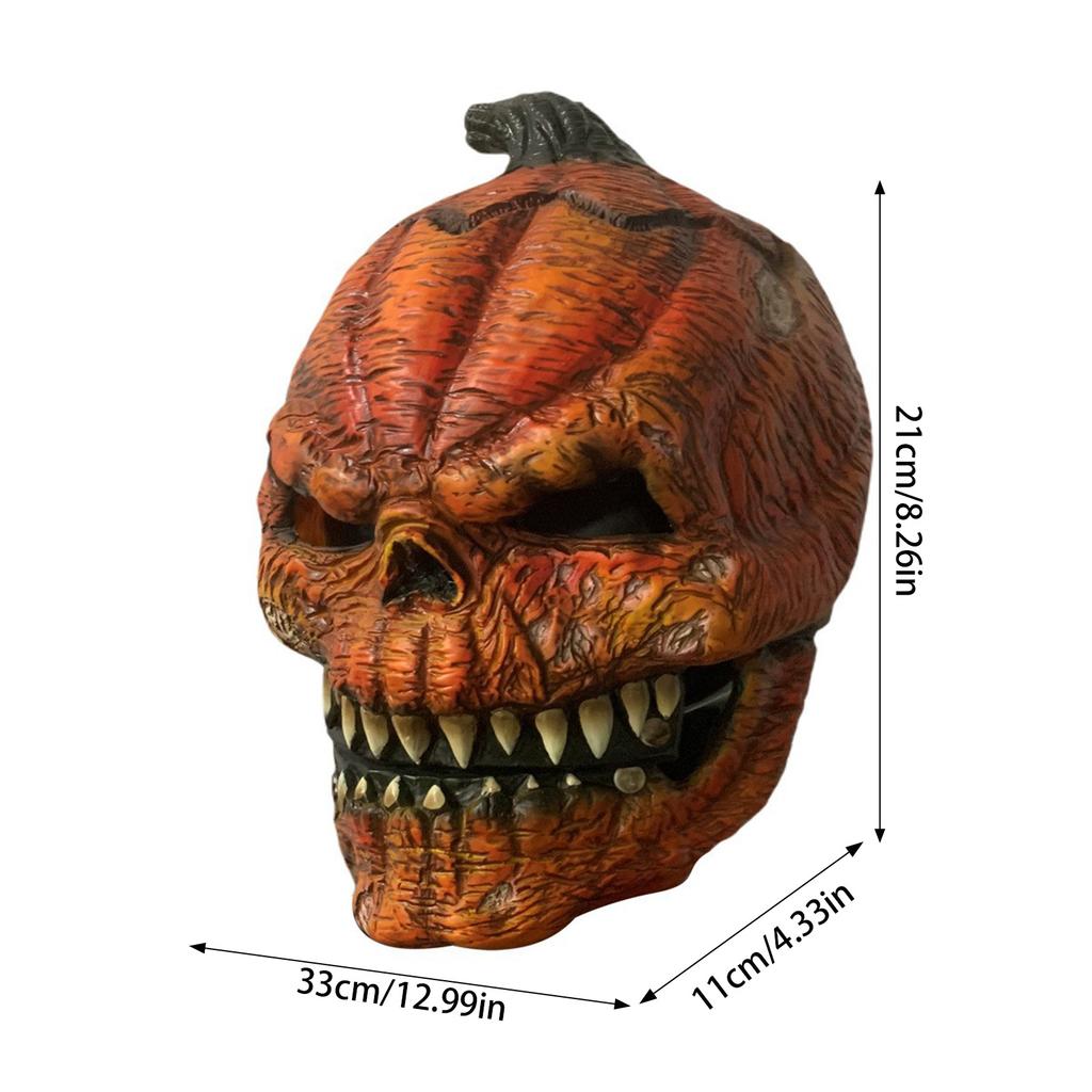 Pumpkin Head Mask for Halloween Latex Material Scary Mouth Design Cosplay Prop for Adults