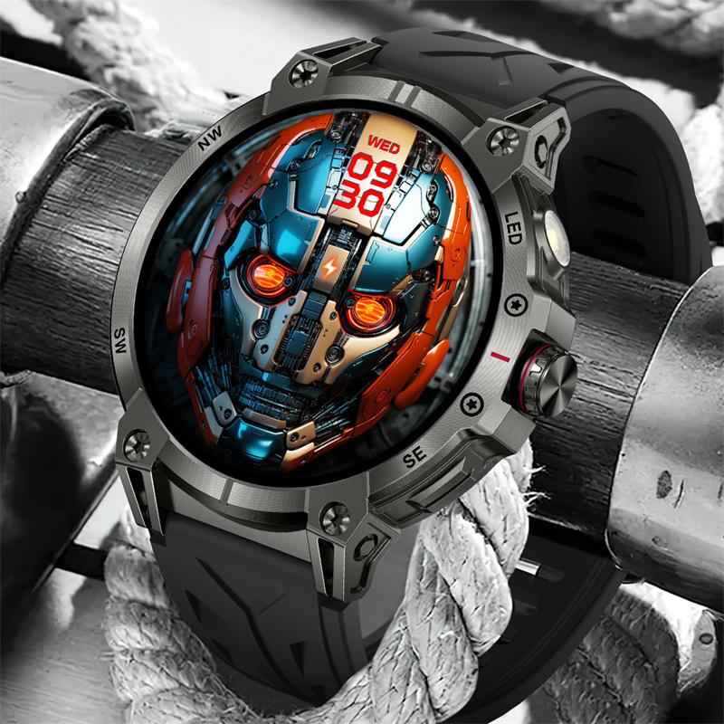Умные часы KC89 для мужчин, для занятий спортом на открытом воздухе, светодиодный фонарик, компас, Bluetooth-звонок, голосовой ИИ, мониторинг здоровья, фитнес-трекер, смарт-часы