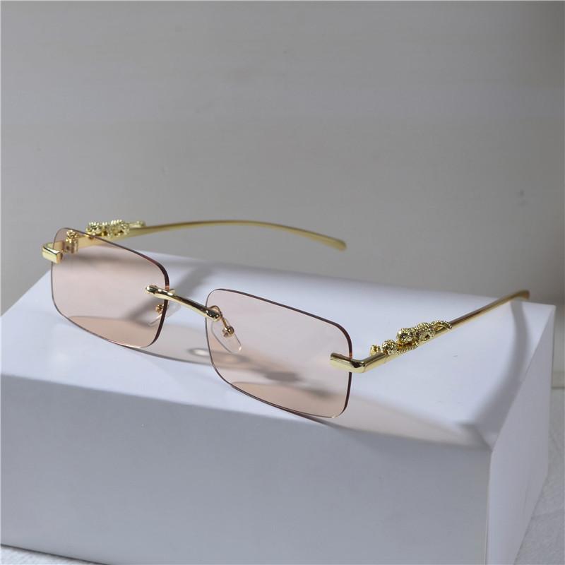 Retro Leopard Head Metal Sunglasses Frameless Sun Glasses Men's And Women's Small Frame Classic Glasses UV400 Eyeglasses