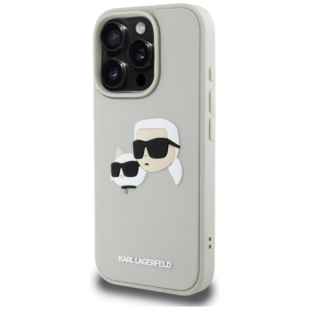 Karl Lagerfeld Hc 3D Rubber Double Heads Case For Iphone 16 Pro Max Beige