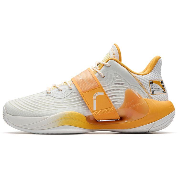 Anta Баскетбольные кроссовки Water Flower 4 Nitrogen Technology с нескользящей подошвой и износостойкостью, мужские, белые, желтые, 112231109-3