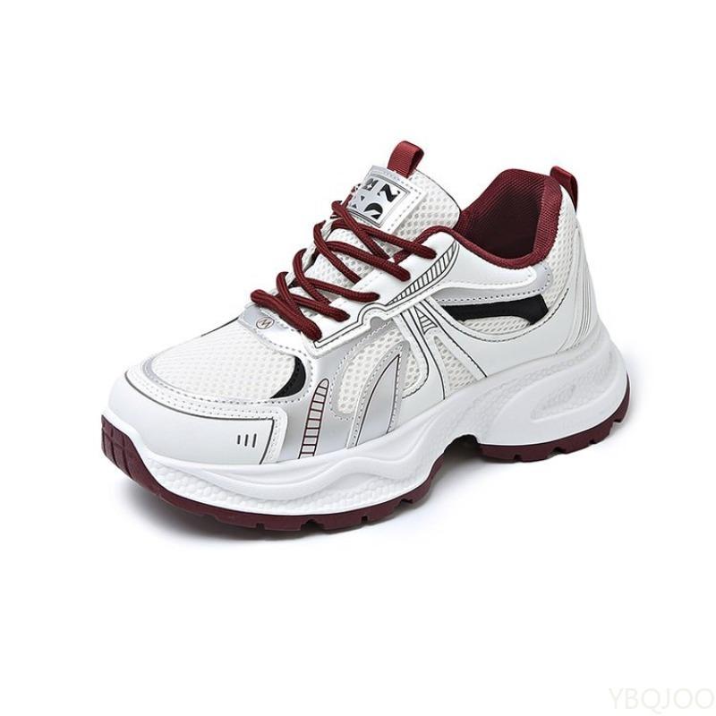 Модные универсальные кроссовки на толстой подошве женские весенние новые цветные легкие дышащие сетчатые спортивные кроссовки