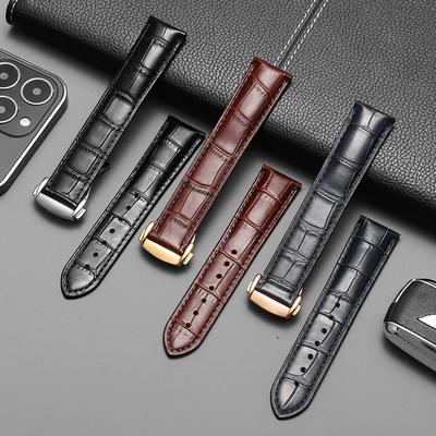 18 мм 19 мм 20 мм 21 мм ремешок из натуральной кожи для часов Omega Speed Seamaster с раскладывающейся застежкой, черный, коричневый, браслет для часов