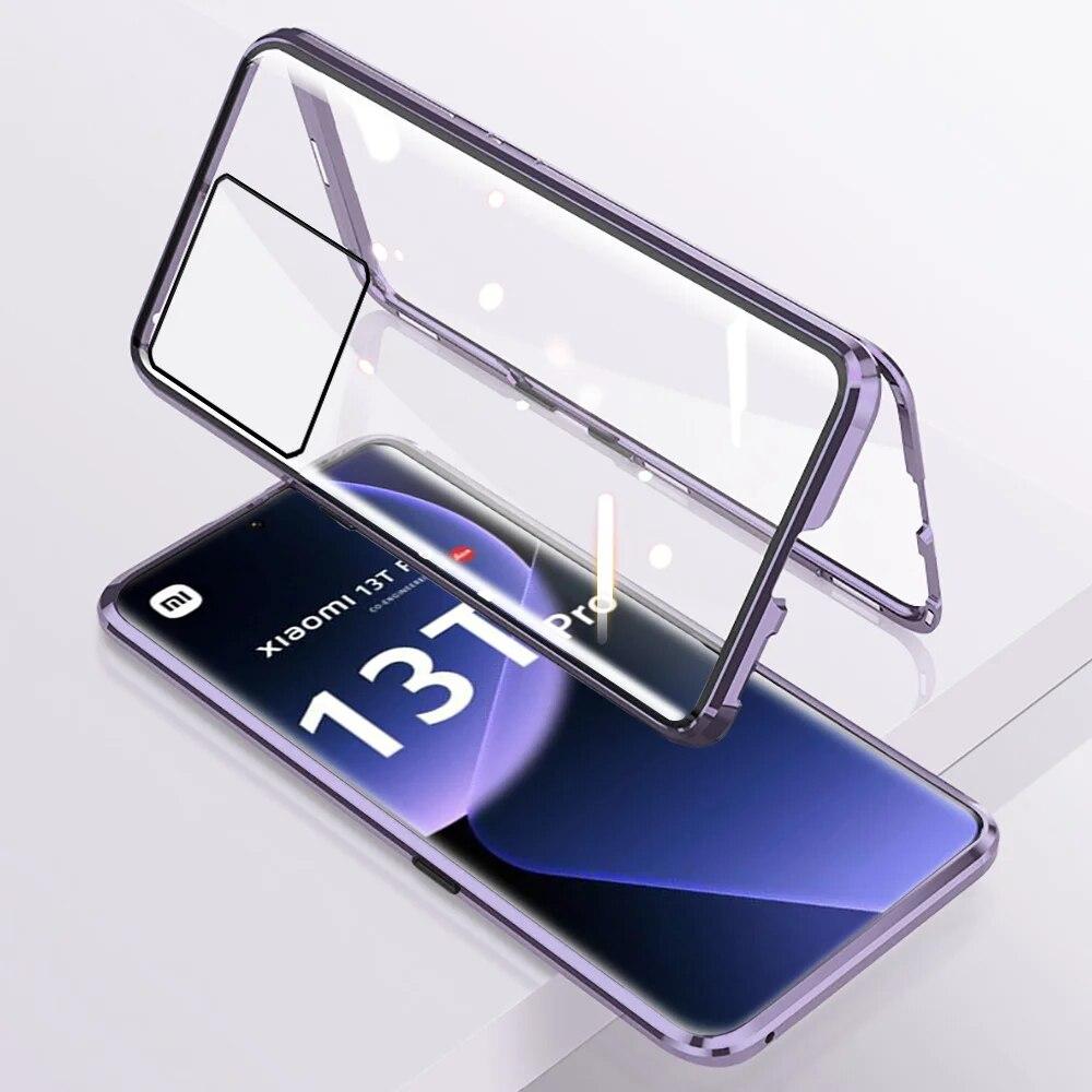 Двусторонний защитный стеклянный чехол с магнитным флипом на 360° для Xiaomi 13T Pro 5G Poco X6 5g Xiaomi Redmi Note13 13Pro 5G противоударный чехол
