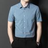 Summer New Summer Men's Shirts Plaid Short-Sleeved Cardigan Fashion Korean Style Middle-Aged Lapel Half Sleeve
