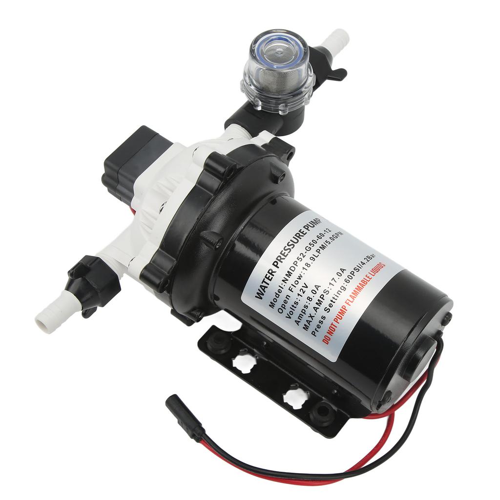 12V Self Priming Diaphragm Pump High Flow 5.0GPM 60PSI Efficient Water Pump for RV Yacht