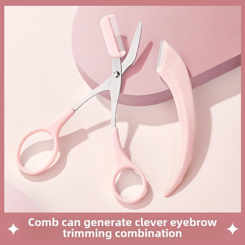 Набор триммеров для бровей, бритва для бровей с ножницами, портативные инструменты для коррекции бровей для начинающих, лезвия из нержавеющей стали