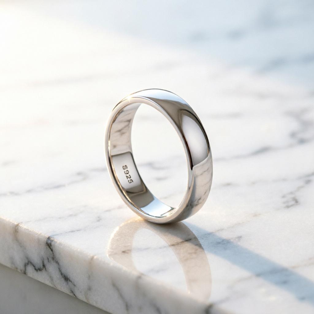 Classic Plain Ring Sterling Silver Ring 5MM Single Ring 925 Sterling Silver Ring Simple Curved Smooth Couple Ring