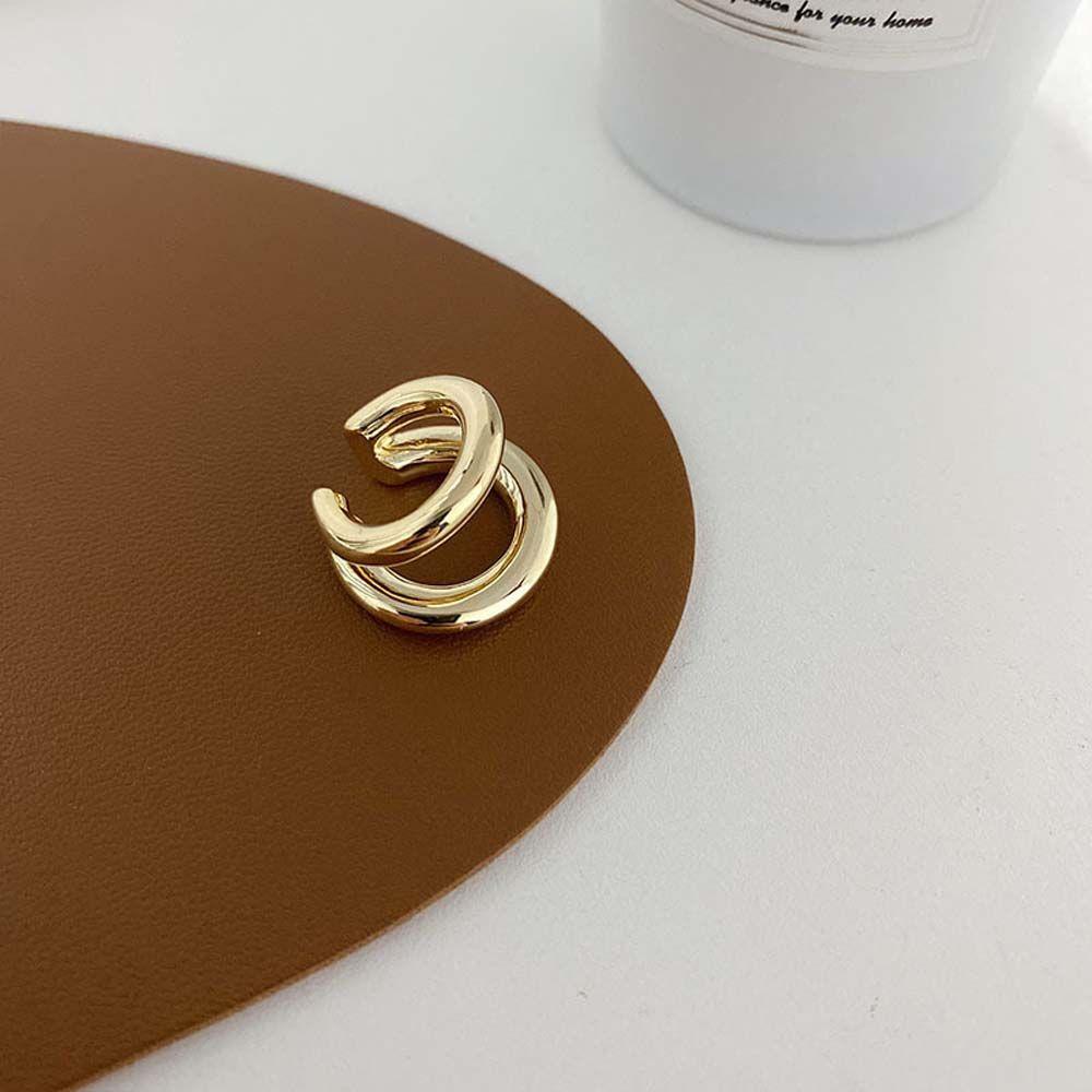 Jewelry Double Circle Multi-layer Gold Color Korean Style Round Earrings Hoop Earrings Ear Clips