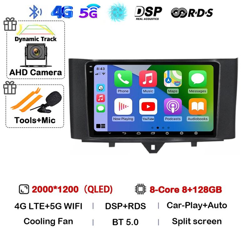 Android 14 Carplay автомобильное радио для Mercedes Benz Smart Fortwo 2006 -2011 2012 2013 2014 2015 мультимедийный видеоплеер GPS стерео 4G