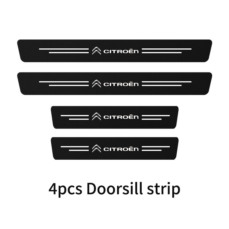 AQP4 4PCS Car Door Sill Protective Sticker Carbon Fiber Door Sill Accessory For Citroen C3 C4 C5 C1 C2 Berlingo Celysee Xsara Picasso