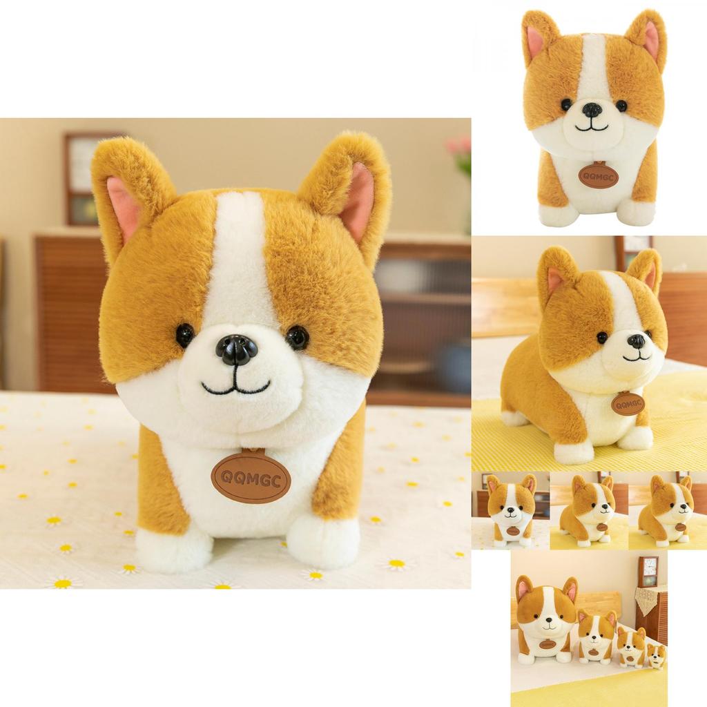 Cute Corgi Stuffed Animal Plush Toy Short Hair Yellow Dog Doll Ideal For Kids