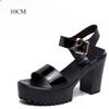 Small Size 32-43 Summer Block High Heels Wedding Shoes Bride Platform Sandals  Women's Thick Bottom Sandals for Office Model
