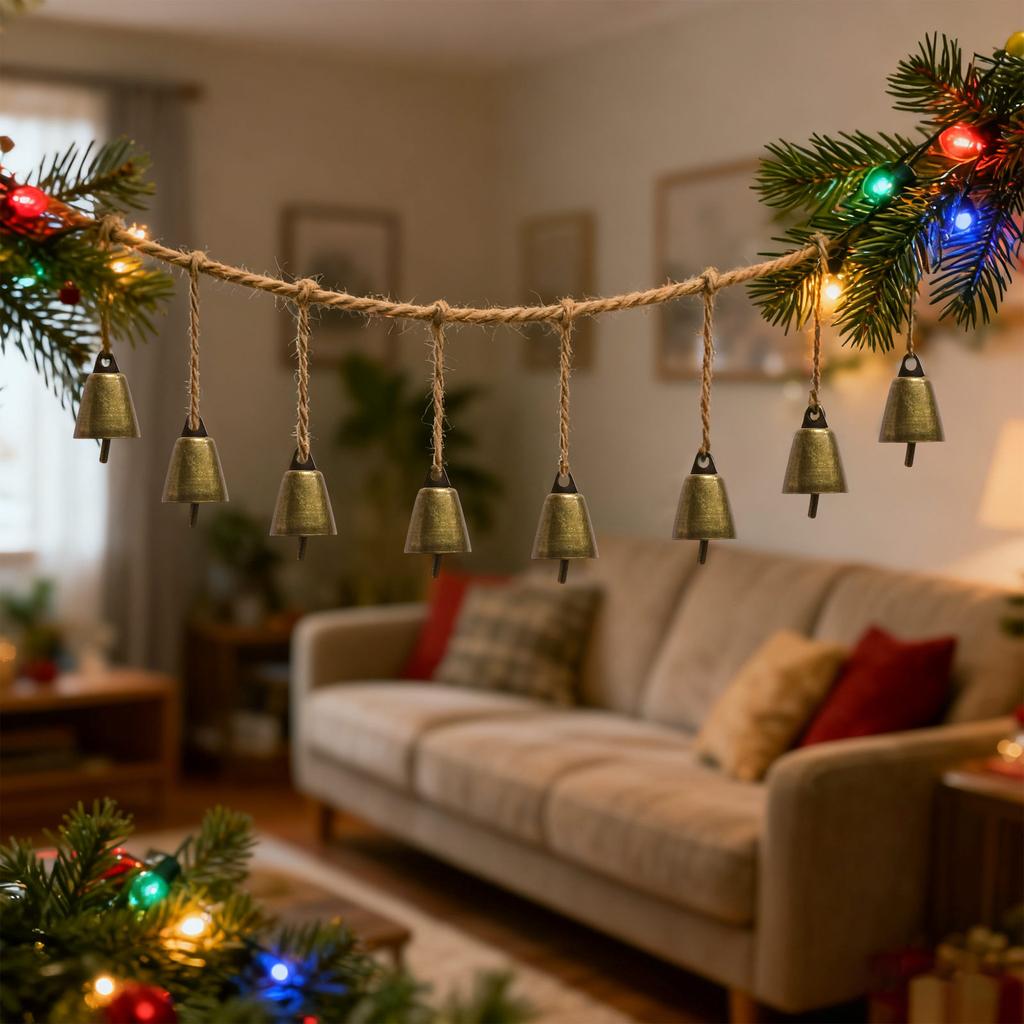 Винтажные колокольчики из пеньковой веревки подходят для украшения рождественской елки.