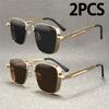 2PCS ZXWLYXGX Metal Steampunk Sunglasses Men Women Fashion Glasses Brand Designer Retro Vintage Sunglasses