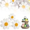3Pcs/Set Wooden White Flower Ornament Farmhouse Rustic Solid Wood 3D Floral Table Sign Centerpiece Home Office Desktop Decoration