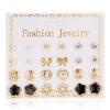 12 Pairs of Zircon Stud Earrings: Pearl, Flower & Bow Designs