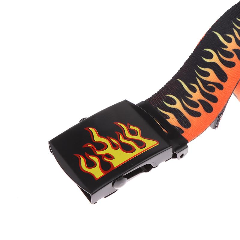Hip Hop Men'S Canvas Belt Personalized Casual Flame Belt Designer Belts For Women Cowboy Strap Punk