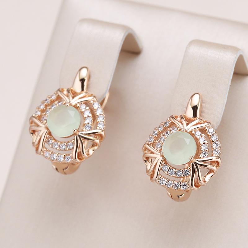 Трендовые зеленые серьги-капли с натуральным цирконом для женщин, цвет розового золота, необычная геометрия, серьги для невесты, свадебные украшения