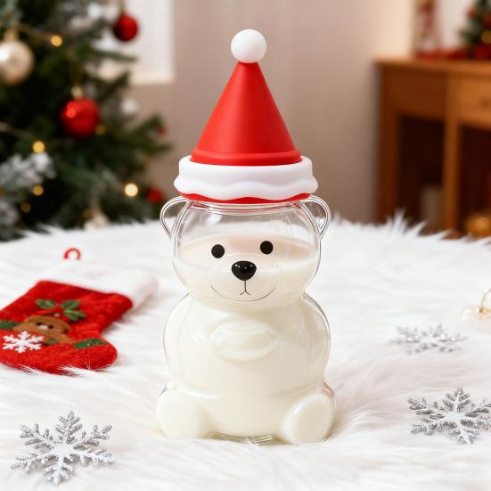 Yousheng Bear Glass Cup with Spill-Proof Lid And Straw Cute Bear Tumbler for Coffee Smoothies Juice Hot Cold Drinks Reusable Leak-proof Drinkware