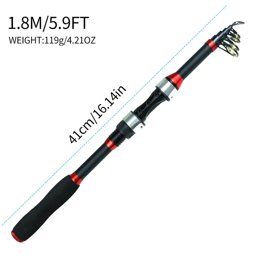 Новый комбинированный набор удочки и катушки из стекловолокна 5.5:1 вращающаяся катушка 1,8 м, удочка, наживка, крючок, портативная сумка для аксессуаров