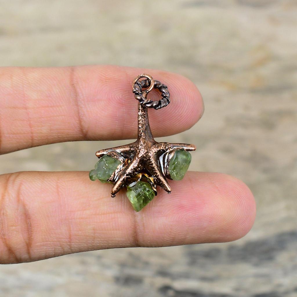 Green Tourmaline Rough Pendant Electroformed Copper Pendant Handmade Jewelry Original Gemstone Pendant Electroformed Jewelry Gift For Mother
