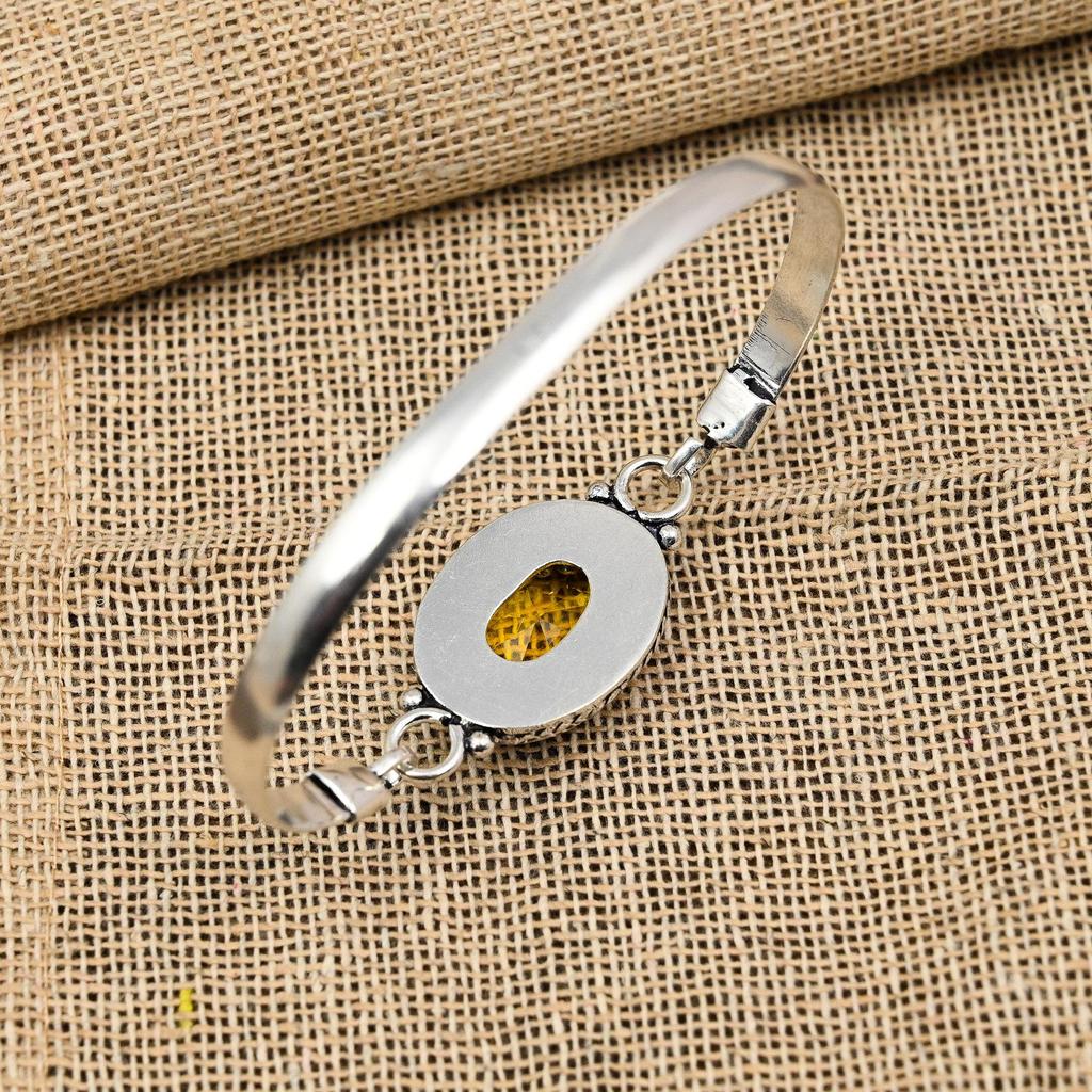 Цитрин Драгоценный камень ручной работы из стерлингового серебра 925 пробы Красивые ювелирные манжеты на День Благодарения