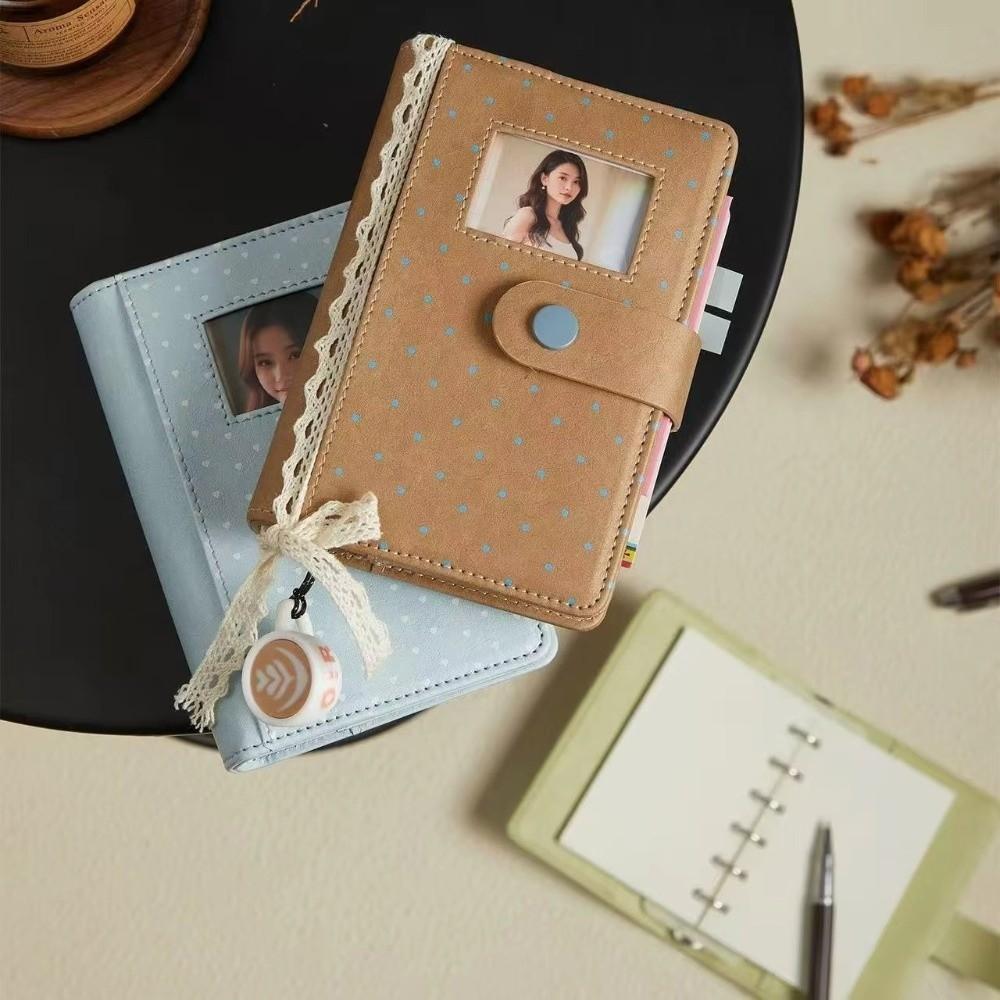 Snap Closure A7 Loose Leaf Notebook Heart Polka Dot Binder Notebook Journal  School Office