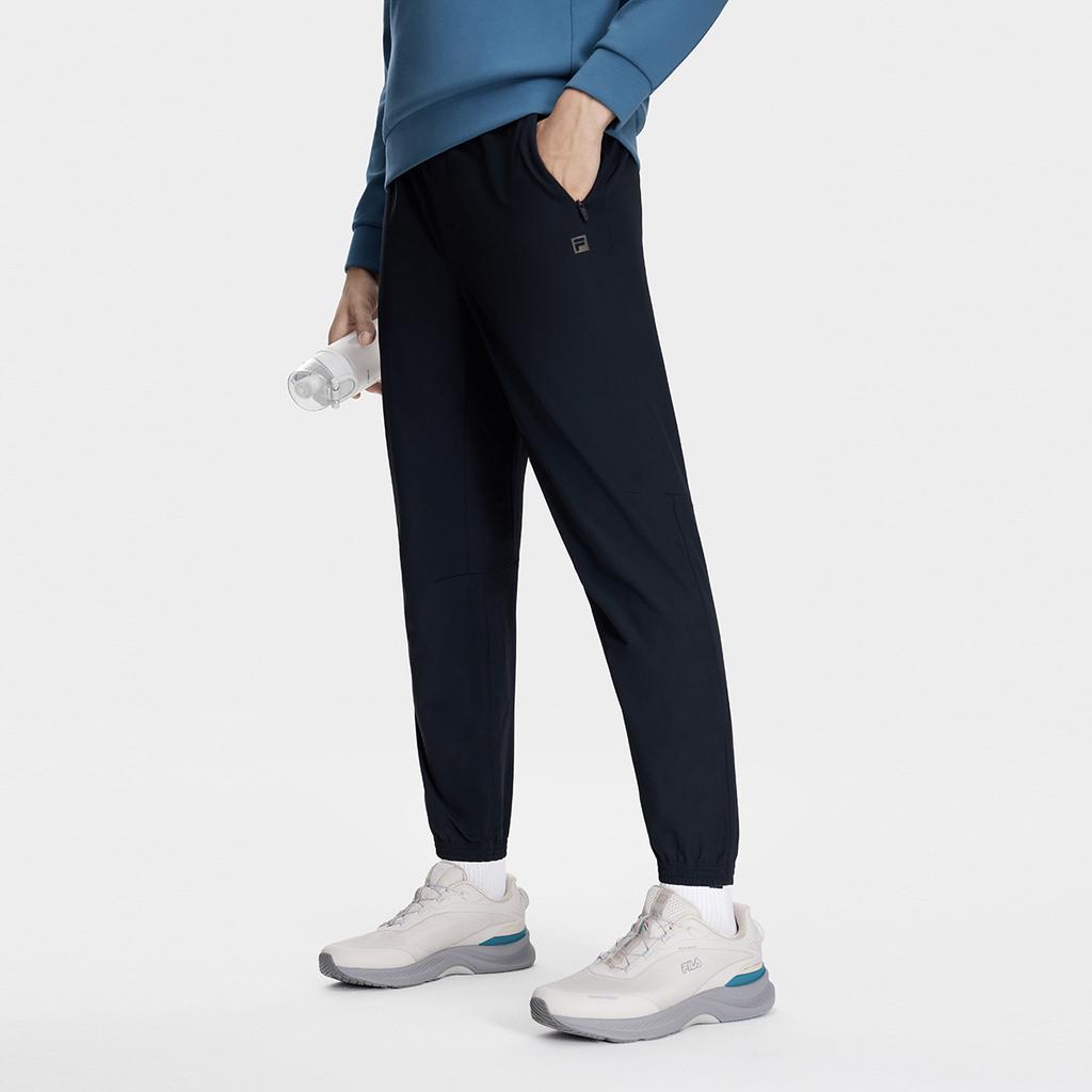 Fila 2023 Осень Новые Вязаные Длинные Брюки Модные Приталенные Зауженные Спортивные Брюки Унисекс низы Глубокий Черный A11M341805F-BK