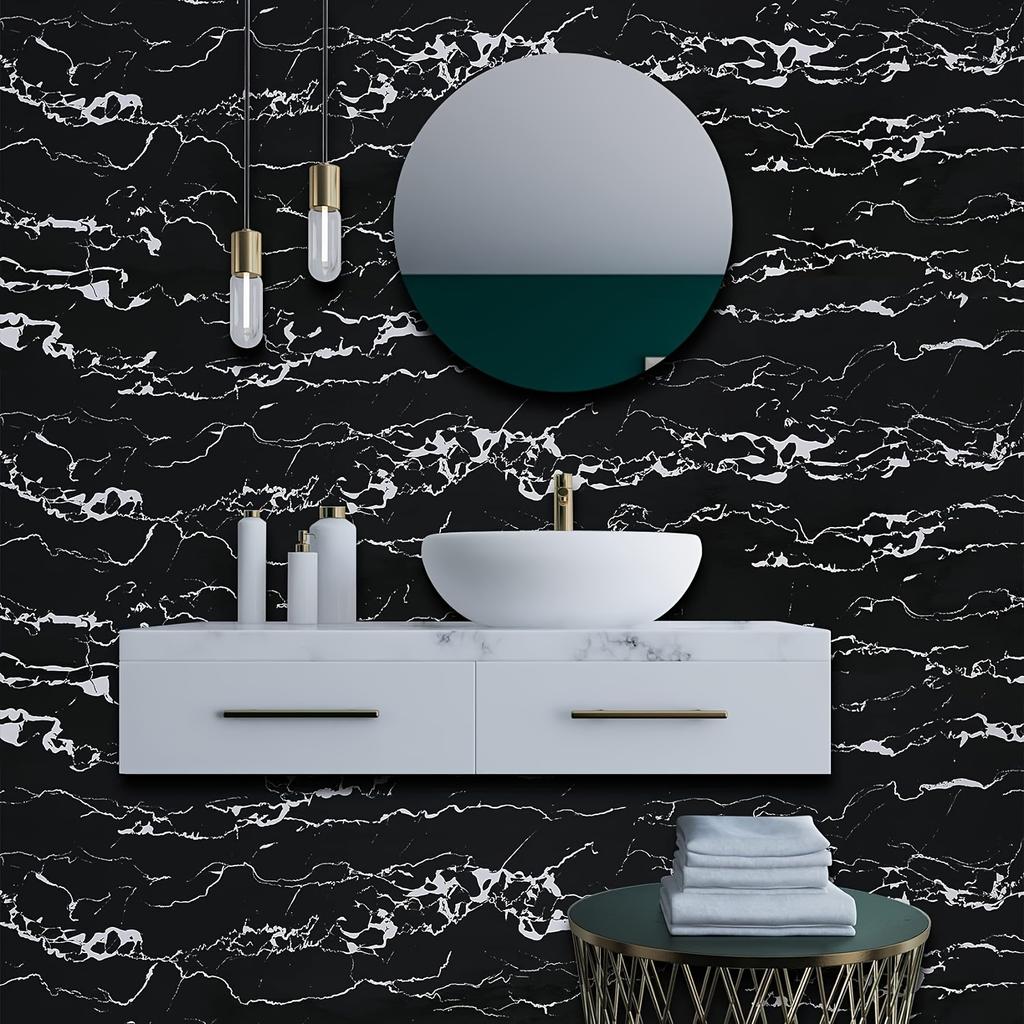 1 рулон 7,87*393,74 дюйма Черный трещиноватый мрамор Водонепроницаемый поясной водонепроницаемый самоклеящийся плинтус ПВХ кухонная задняя панель гостиная декоративный