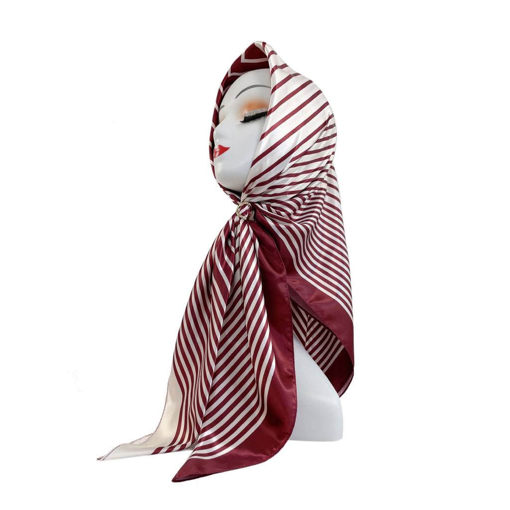 Fashion Ladies Silk Scarf Large Square Scarf 90cm Back Print Turban New Silk Satin Shawl Ladies Scarf