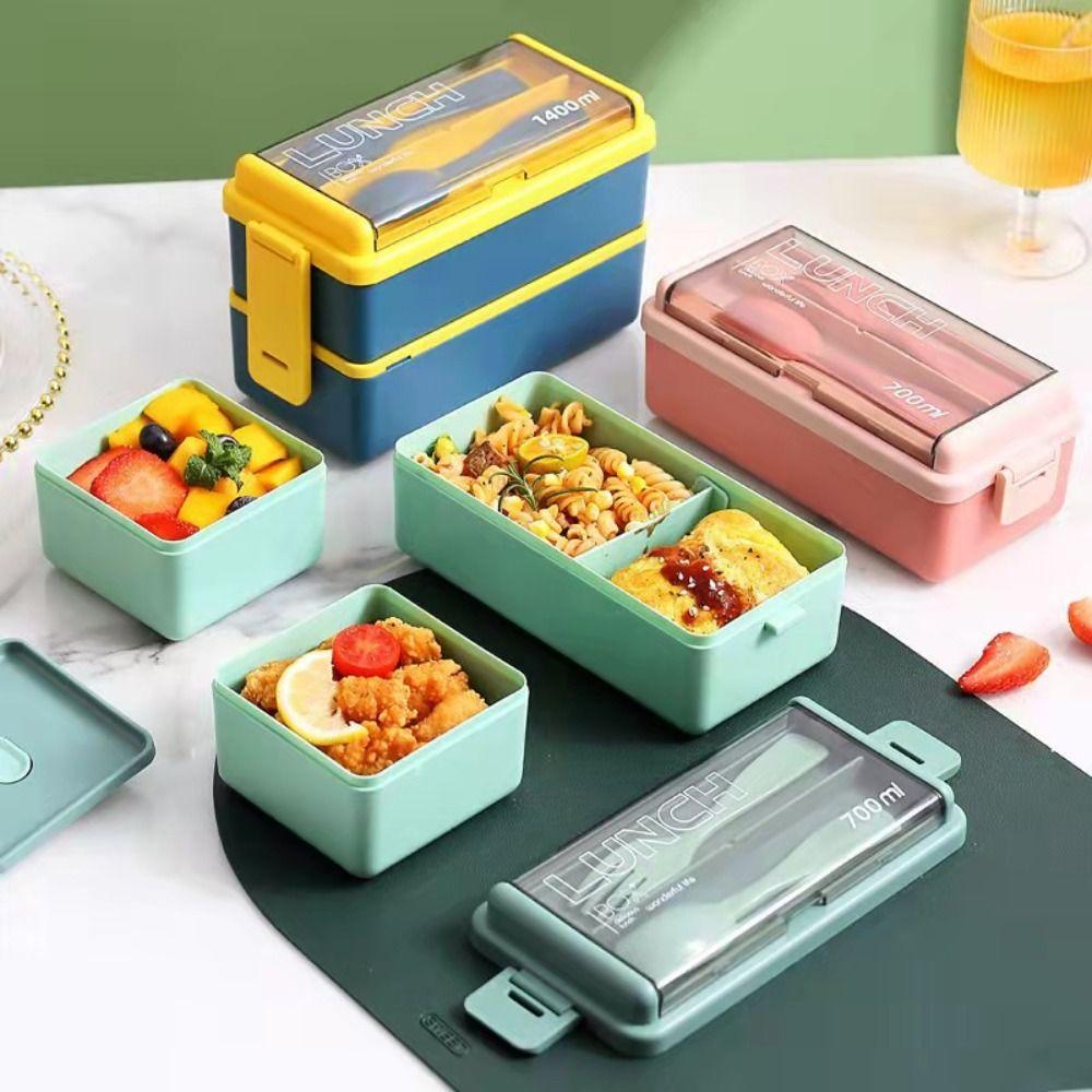 700/1400ml Capacity Portable Lunch Box Leakproof Design Dinnerware Set  Camping Use