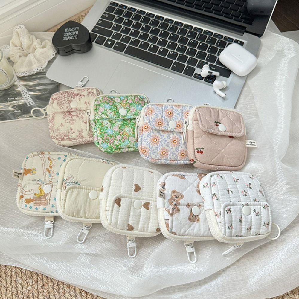 Pendant Small Makeup Lipstick Bag Flower Mini Canvas Storage Bag Female/Girls