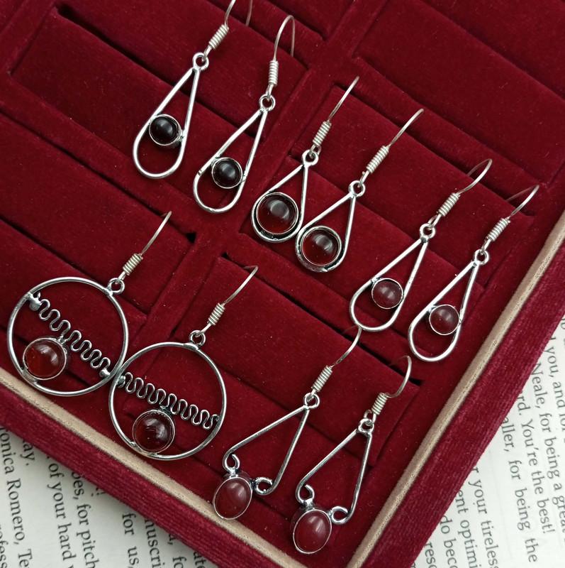 Garnet Gemstone 925 Sterling Silver Plated Sale 10 Pairs Earrings MY-23