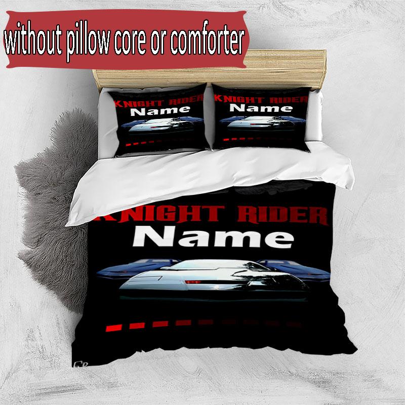 3pcs Duvet Cover Set (1*Duvet Cover + 2*Pillowcase, Without Core), Custom Name Knight Rider Pattern Bedding Set, Home Bedroom Decor Gift