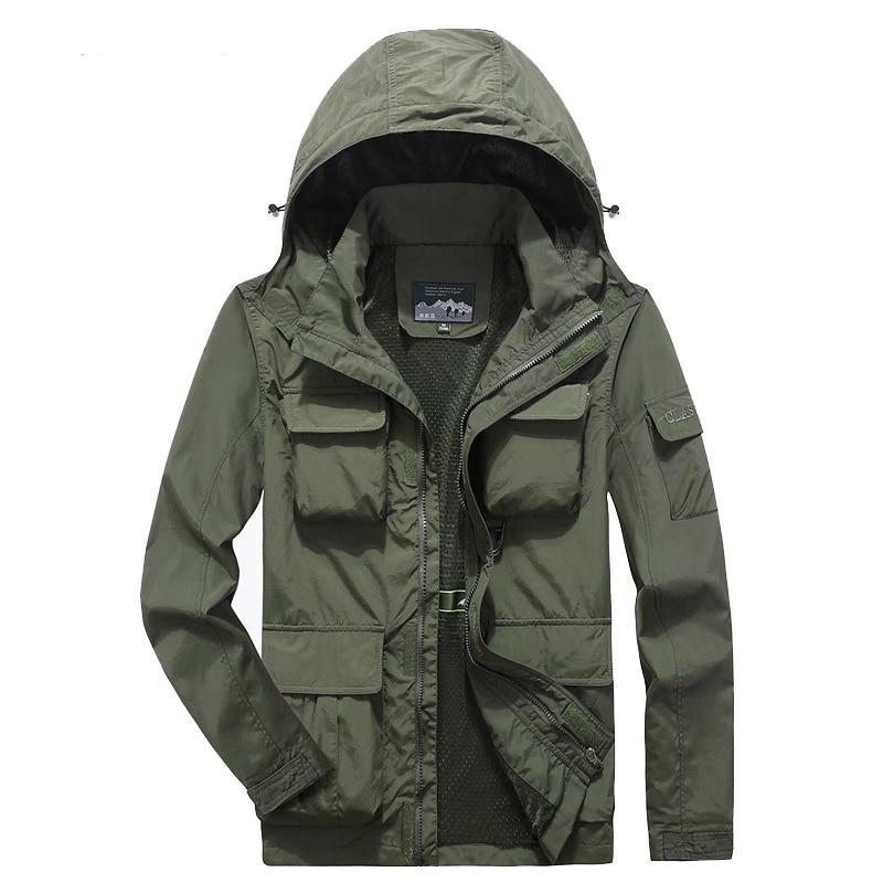 Mens Bomber Jacket Casual Male Overcoat Tactics Windbreaker Jacket Mens Hooded Jackets Clothing