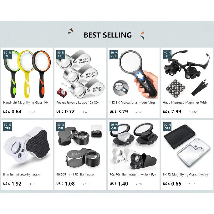 30X Coin Jewelry Loupe Magnifier with LED UV Light Desktop Portable Metal Scale Magnifing Glass For Textile Tool Currency Stamps