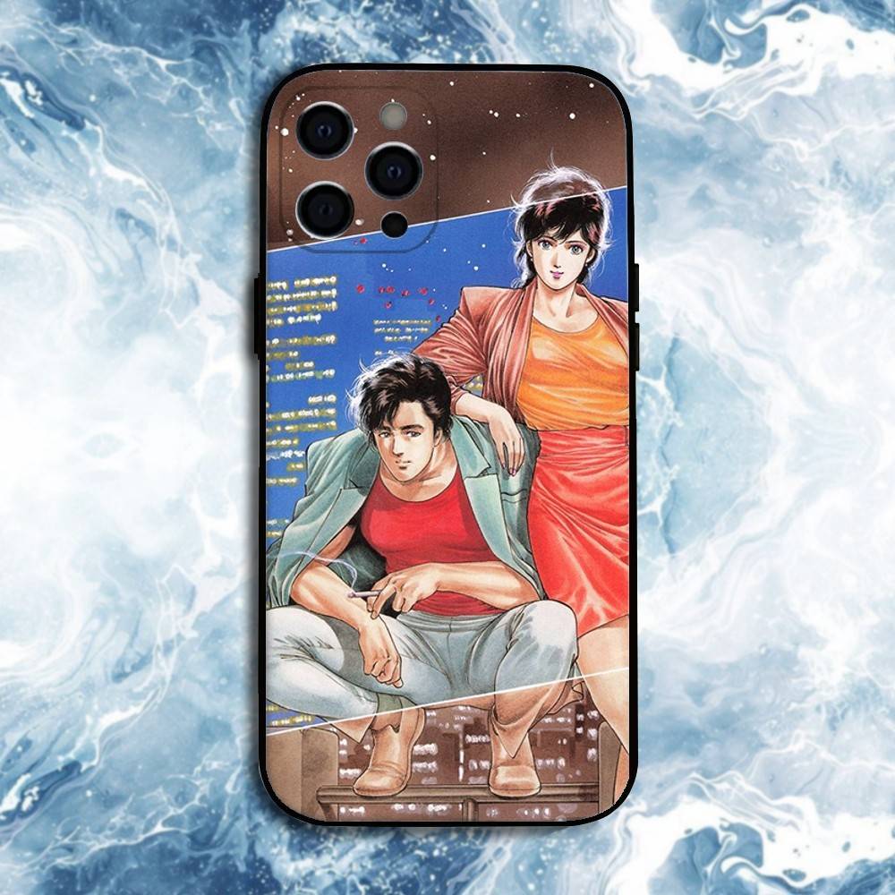 Retro City Hunter Comic Phone Case For iPhone17,16,15,14,13,12,11 Plus,Pro Max, Soft Silicone Black Cover