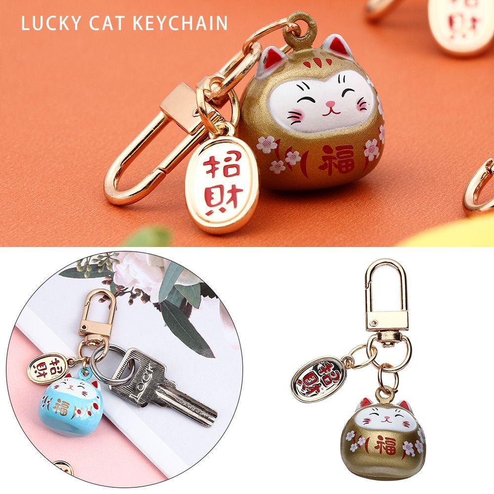 Girls Woman Japanese Bag Charm Cute Lucky Cat Keychains Pendant Keyring Key Chains Cartoon Keychain
