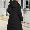 Женское зимнее пуховое пальто с толстой подкладкой и капюшоном, защита шеи, длинный стиль, сплошной цвет