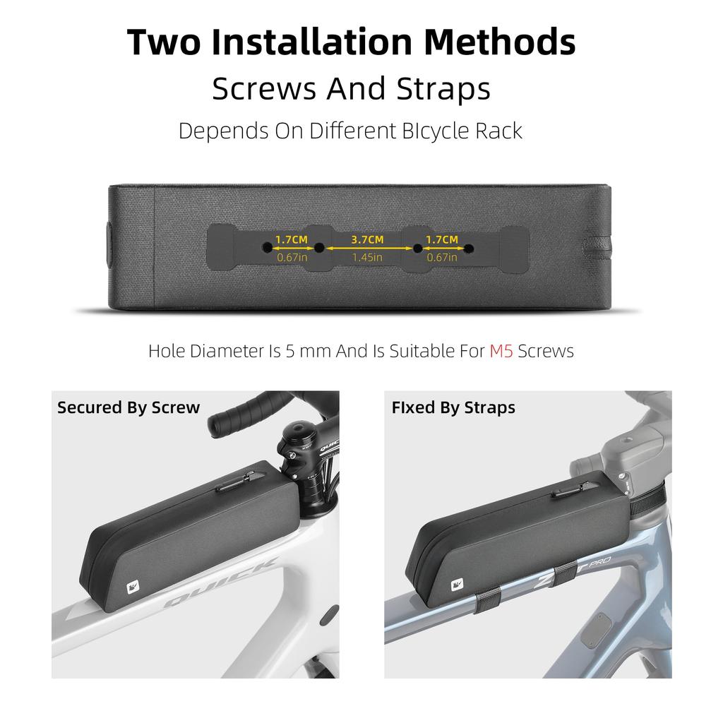 Сумка на раму Rhinowalk для верхней трубы, полностью профессиональный велоаксессуар, черная сумка, молния, водонепроницаемая, для горных/шоссейных велосипедов,