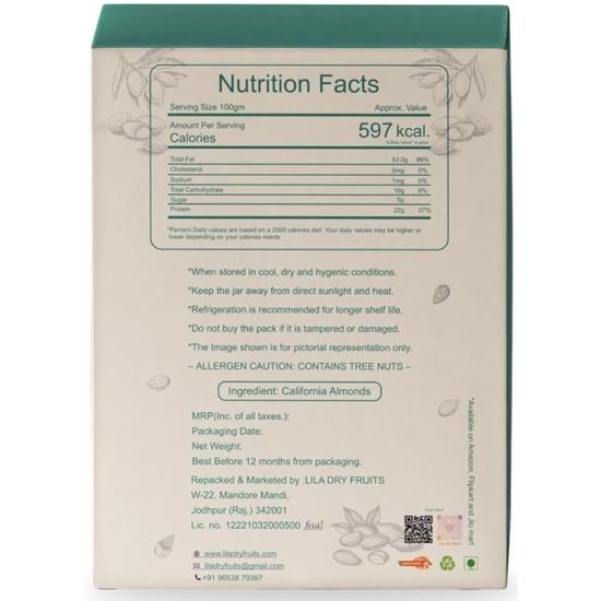 LDF SARVOTTAM Badam 250 gms Whole California Almonds Ideal for Dieting, Snacking, Baking etc | Dry Fruits Almond Perfect for Gifting