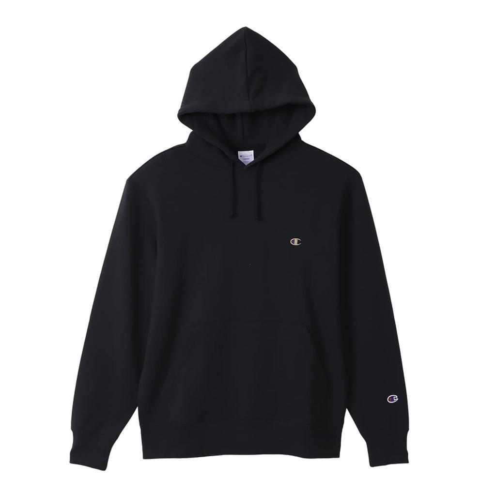 Champion Long Sleeve Fleece Hooded Sweatshirt with Embroidered Size XL Men's Logo, Navy/Beige, (C3-W101Z)