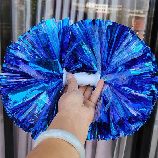 Yousheng Double-headed Metallic Pom Poms Cheerleading Flower Ball with Handle Team Sports Spirit Party Kids Adults Cheer Pompoms